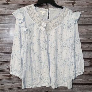Maurices ruffled sleeve lace neck top size M